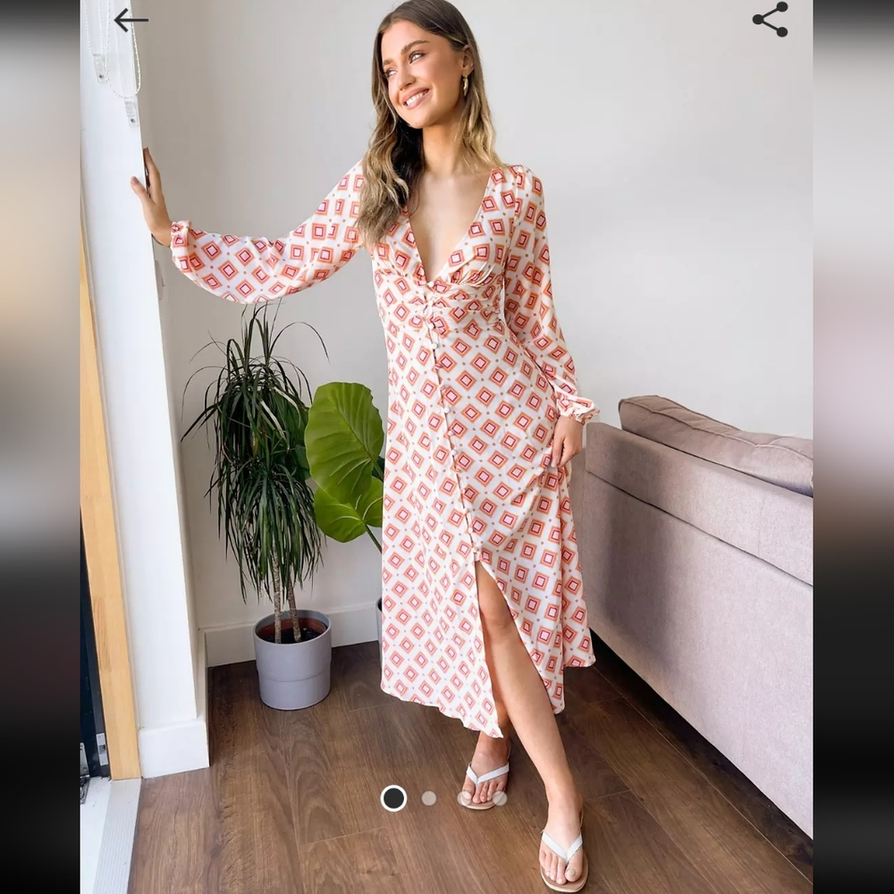 Asos design tie back maxi tea dress in 70's print